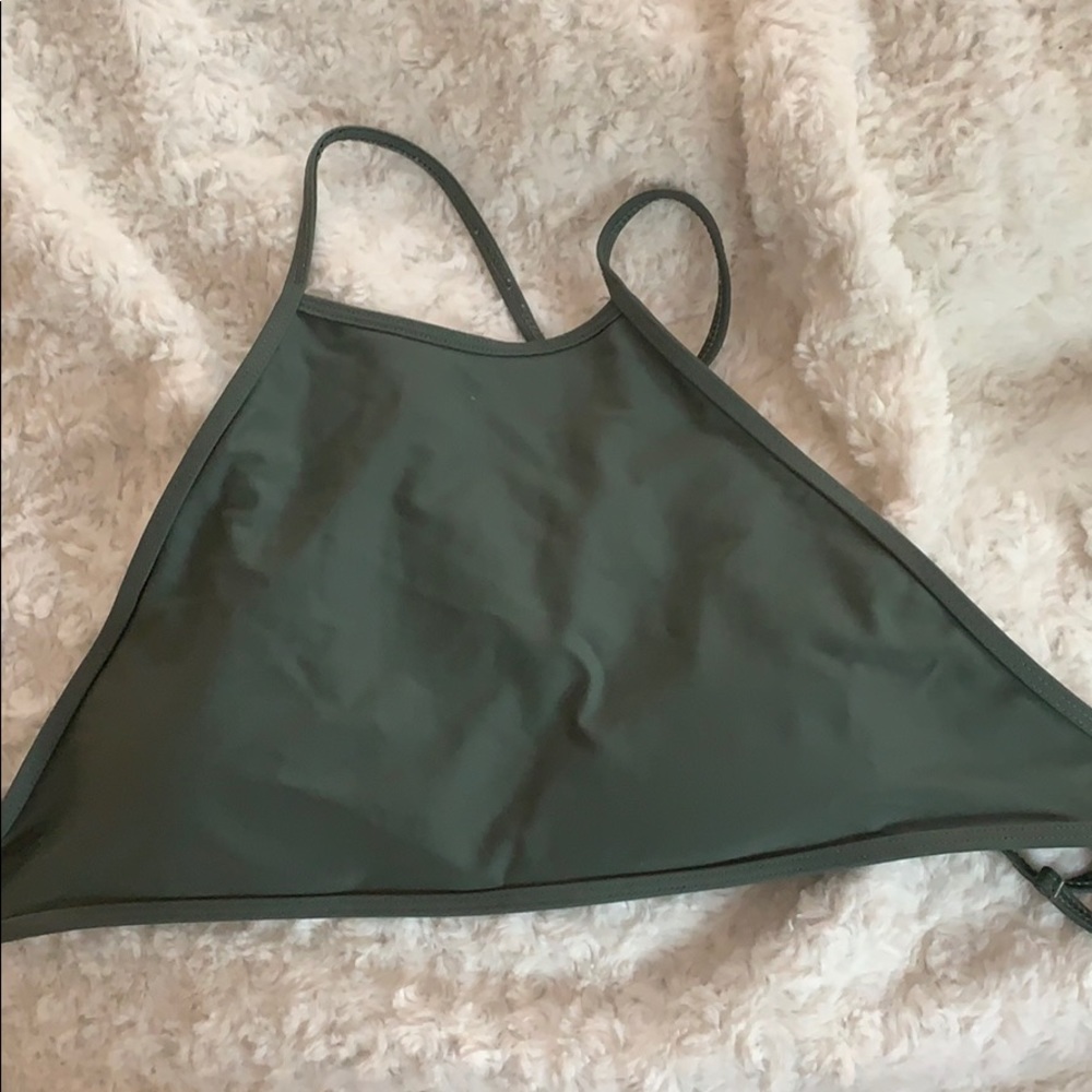 Green high neck bikini top with tie in the back